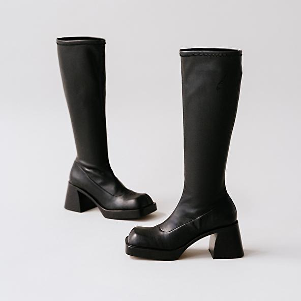 jonak High boots with square toes in black synthetic BALLOT