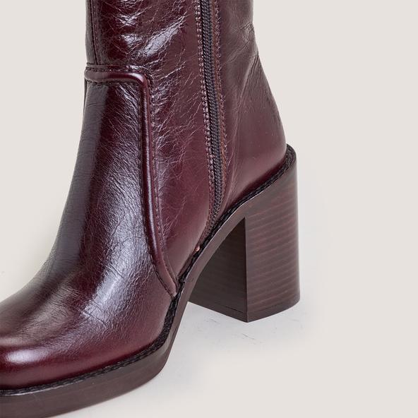 Jonak High-Heel Platform Booties In Aged Chocolate Leather BENICIO