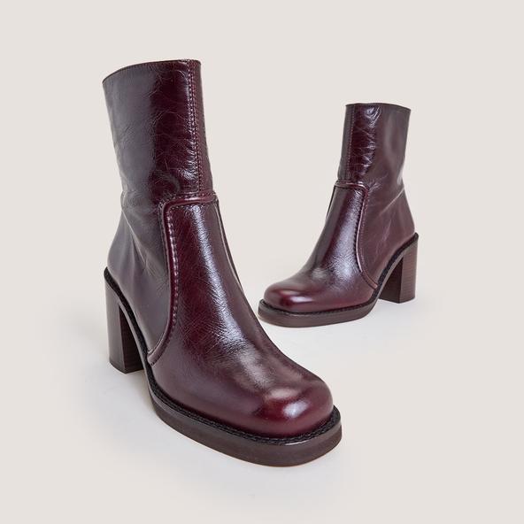Jonak High-Heel Platform Booties In Aged Chocolate Leather BENICIO