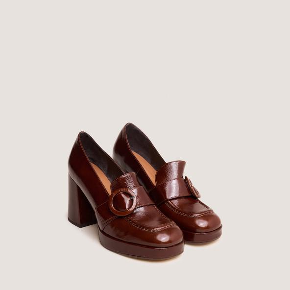 jonak High-heeled loafers in brown patent leather VAXE