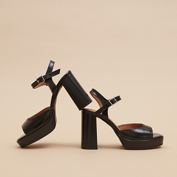jonak High-heeled sandals and platforms in black leather BAMBA