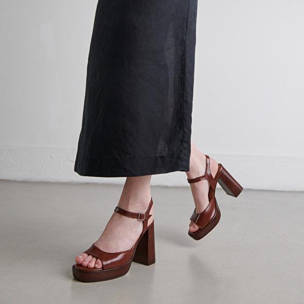 jonak High-heeled sandals and platforms in brown leather BAMBA