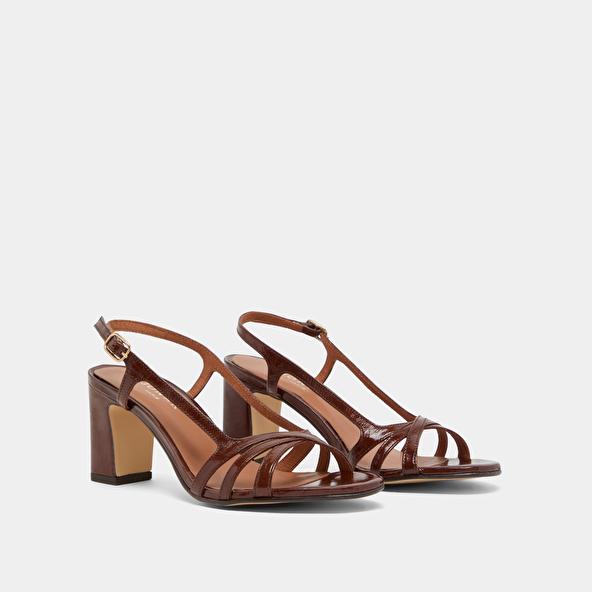 Jonak High-heeled Sandals In Brown Shiny Leather VAIANA