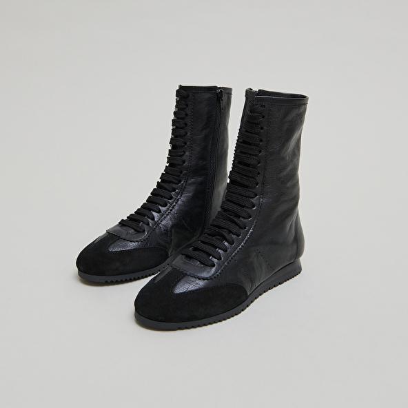 jonak High lace-up sneakers in black suede and black leather DOUBONE
