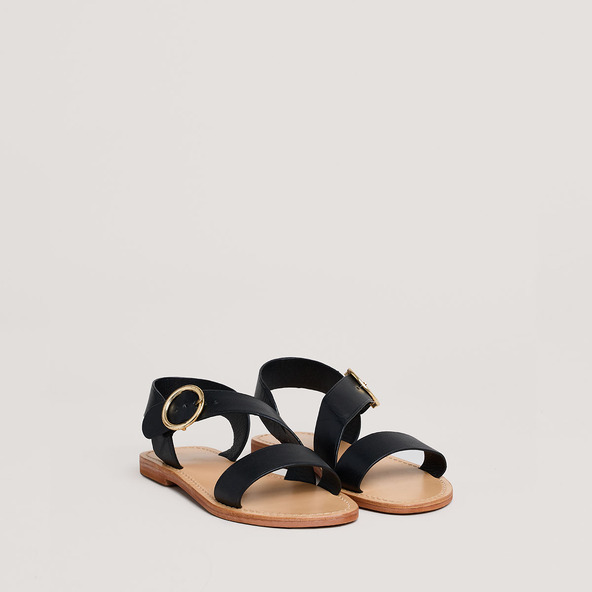 Jonak Asymmetrical Sandals In Black Leather WABLO