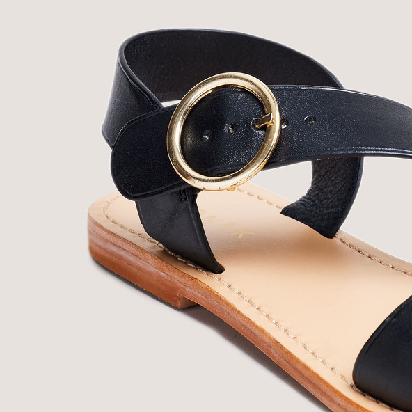 Jonak Asymmetrical Sandals In Black Leather WABLO