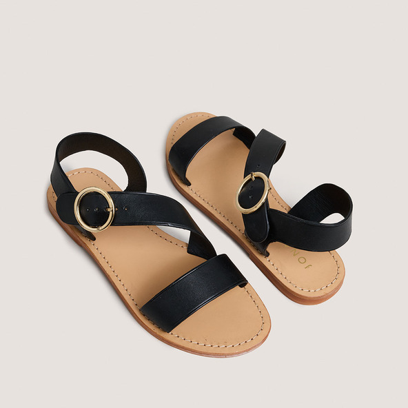 Jonak Asymmetrical Sandals In Black Leather WABLO