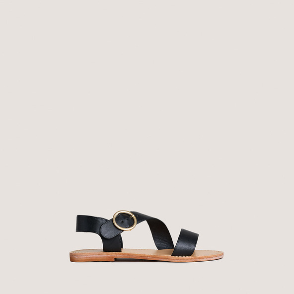 jonak Asymmetrical sandals in black leather WABLO