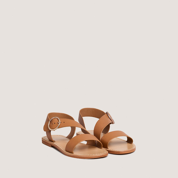 Jonak Asymmetrical Sandals In Camel Leather WABLO