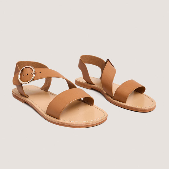 Jonak Asymmetrical Sandals In Camel Leather WABLO