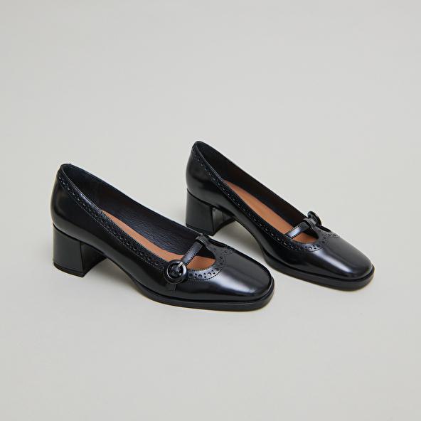 Jonak Babies à Talons In Black Glazed Leather DEB