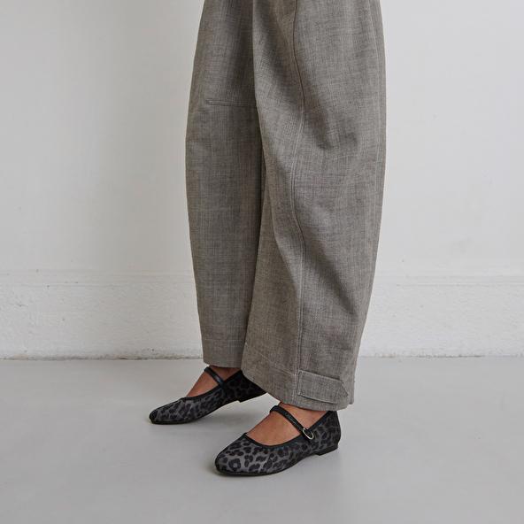 Jonak Ballerines à Brides In Gray Leopard Textile