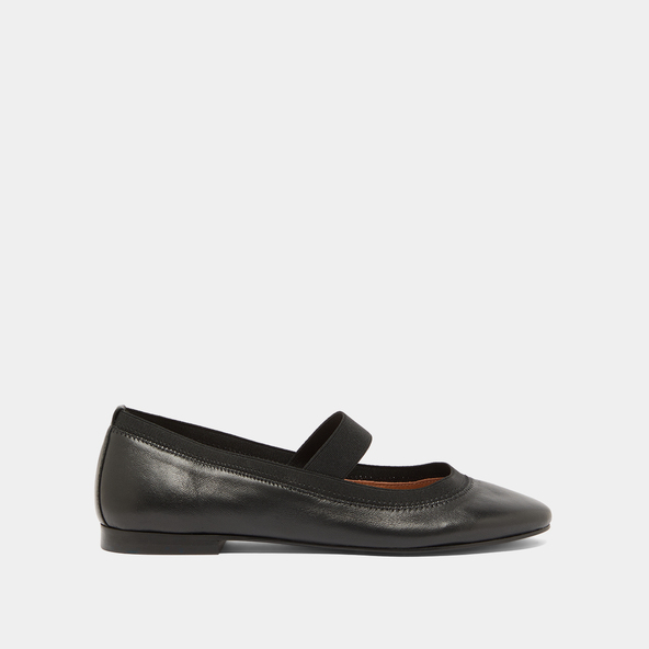 Jonak Ballet Flats With Straps En Cuir Noir DABUS