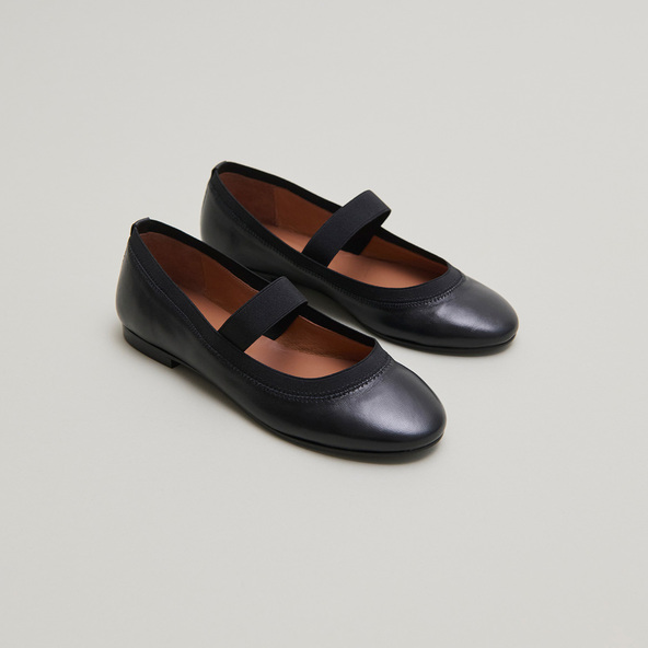 Jonak Ballet Flats With Straps En Cuir Noir DABUS