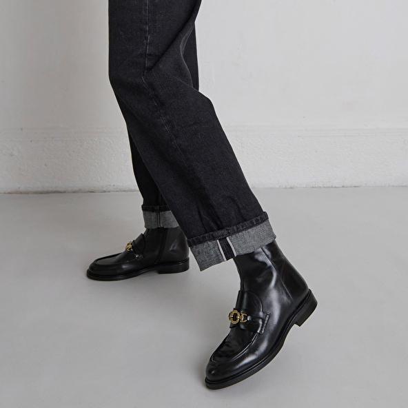 Jonak Boots à Mors Dorés In Black Leather DIVOK