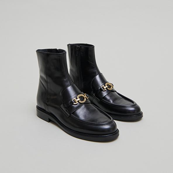 jonak Boots à mors dorés in black leather DIVOK