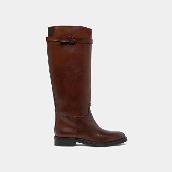 Jonak Bottes Hautes In Cognac Leather ROMANE