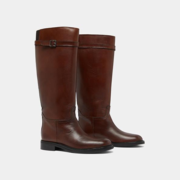 Jonak Bottes Hautes In Cognac Leather ROMANE