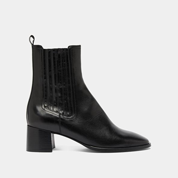 Jonak Bottines à Fronces In Black Leather DINGO