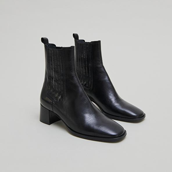 jonak Bottines à fronces in black leather DINGO