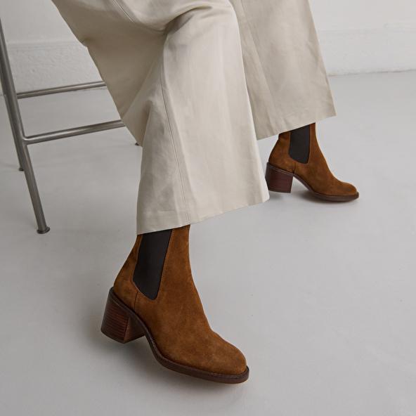 Jonak Bottines à Talons In Cognac Suede BERTILLE