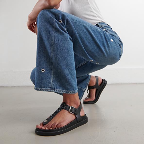 Jonak Buckle Sandals In Black Leather WESTIN