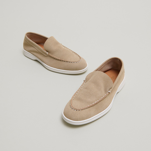jonak Closed toe loafers in beige suede ORLANE