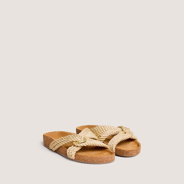 Jonak Cross-strap Mules In Beige Rope WACE