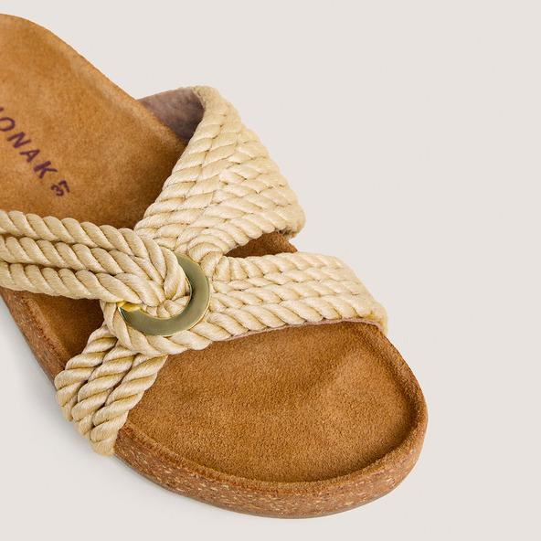 Jonak Cross-strap Mules In Beige Rope WACE