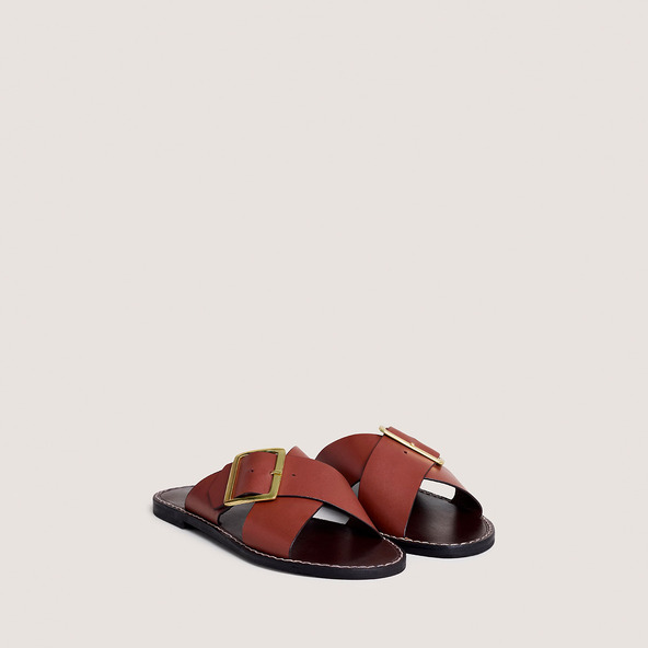 Jonak Cross-strap Plagettes In Cognac Leather WILA