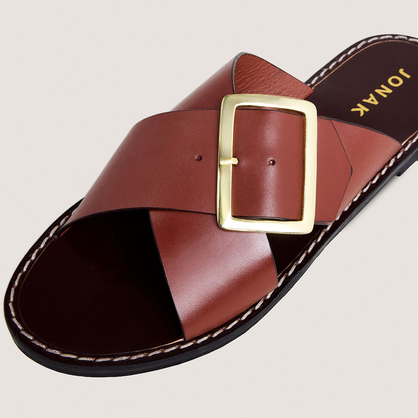 Jonak Cross-strap Plagettes In Cognac Leather WILA