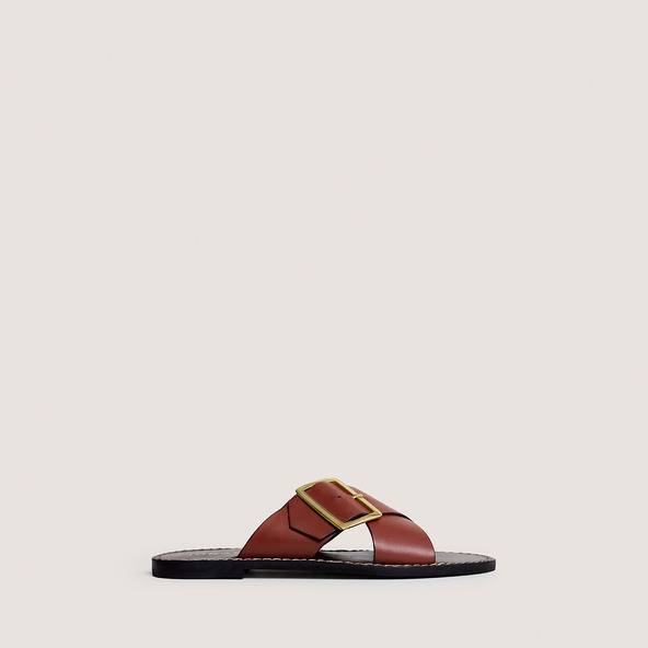 jonak Cross-strap plagettes in cognac leather WILA