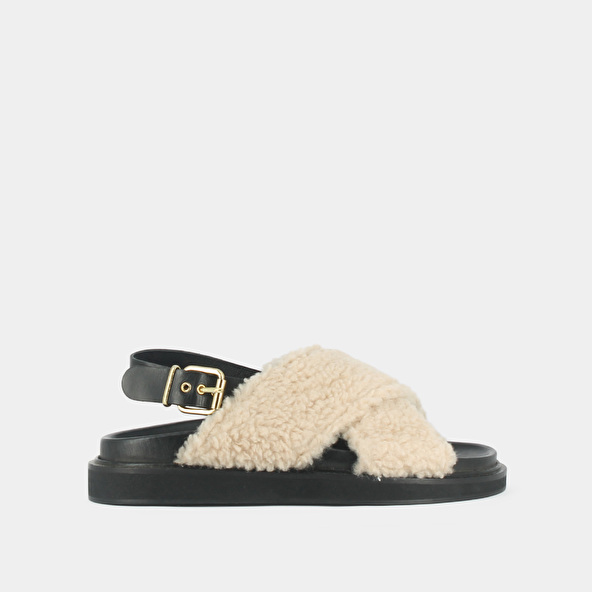 jonak Cross-strap sandals in beige fur WAVY