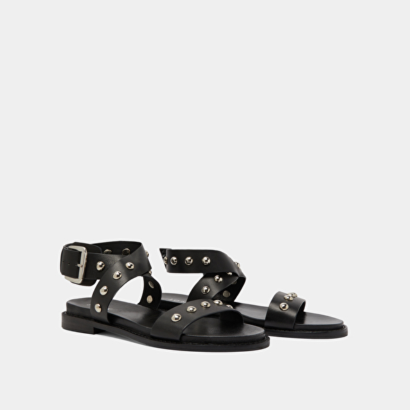 Jonak Cross-strap Sandals In Black Leather WINDOWS