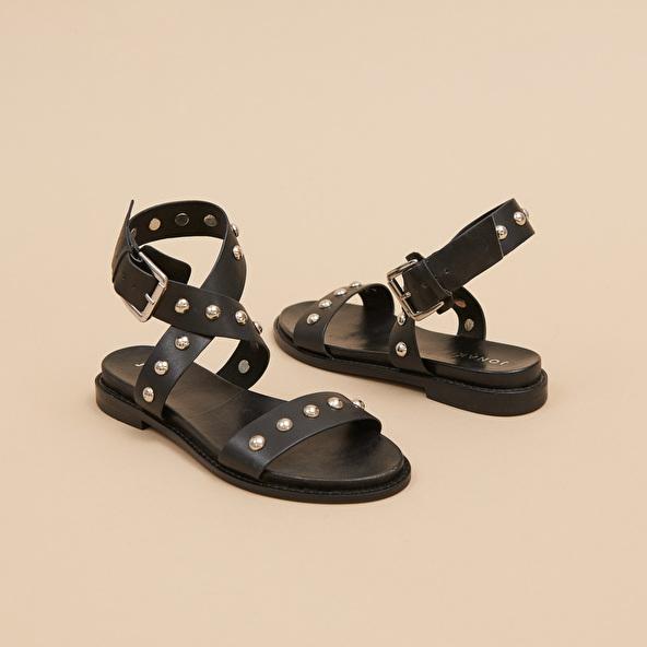 jonak Cross-strap sandals in black leather WINDOWS