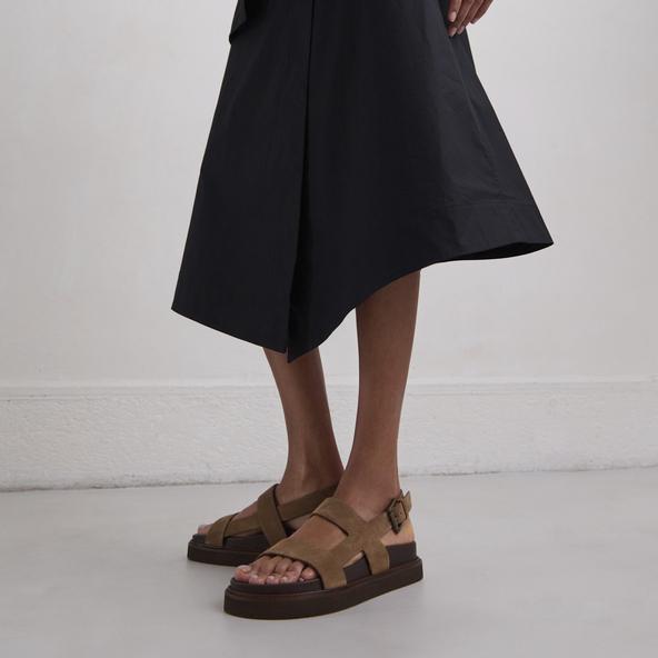 Jonak Cross-strap Sandals In Taupe Suede LAGUNE