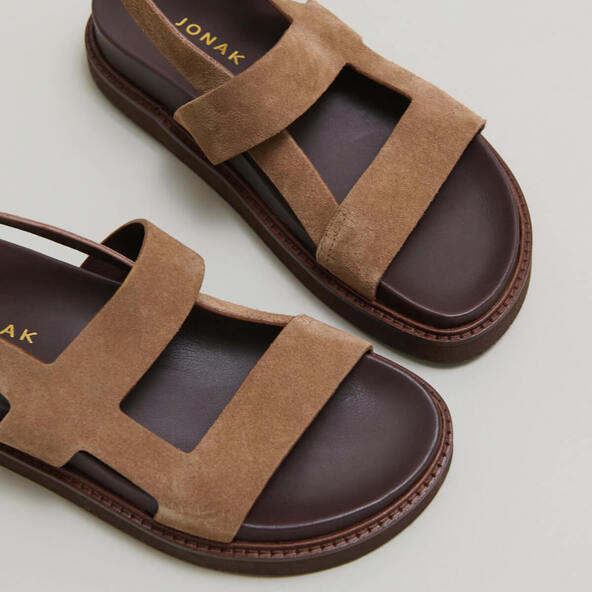 Jonak Cross-strap Sandals In Taupe Suede LAGUNE