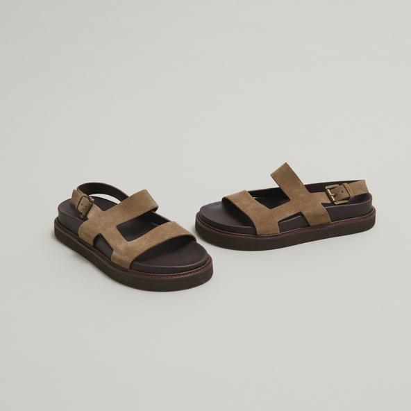 jonak Cross-strap sandals in taupe suede LAGUNE