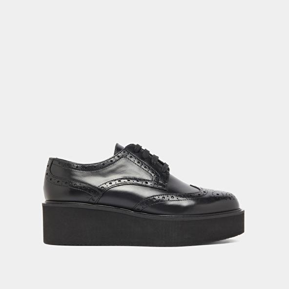 Jonak Derbies Compensées In Black Leather ADRIELLE