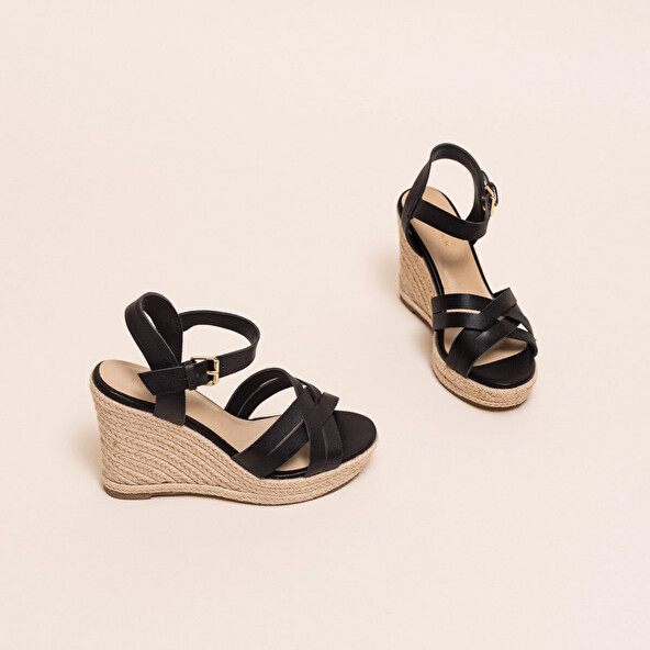 Jonak Espadrilles With Heel In Black Leather SACHA