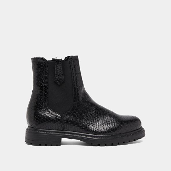 Jonak Flat Boots In Black Reptile CANDIDE