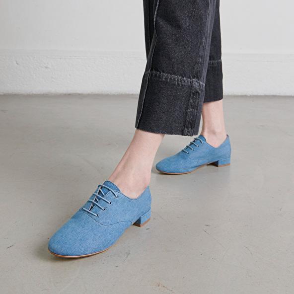 Jonak Flat-heeled Richelieus In Blue Denim ADENISE