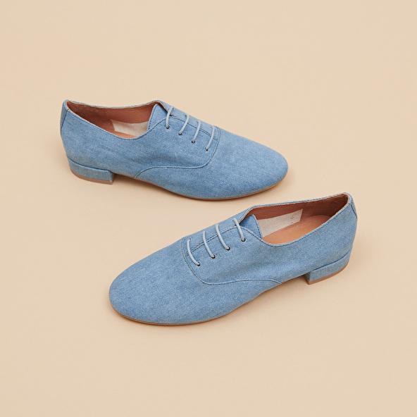 jonak Flat-heeled richelieus in blue denim ADENISE