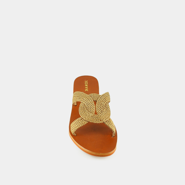 Jonak Flat Mules In Gold Rope WAKI