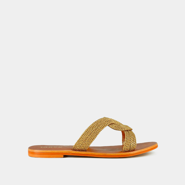 jonak Flat mules in gold rope WAKI