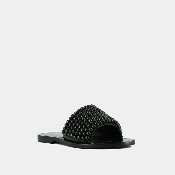 Jonak Flat Mules With Pearls In Black Leather WALK