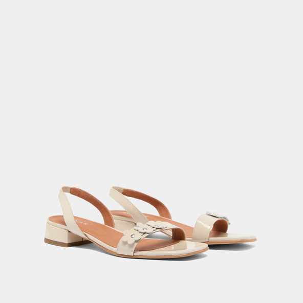 Jonak Flower Sandals In Ecru Varnish ANOUCHKA