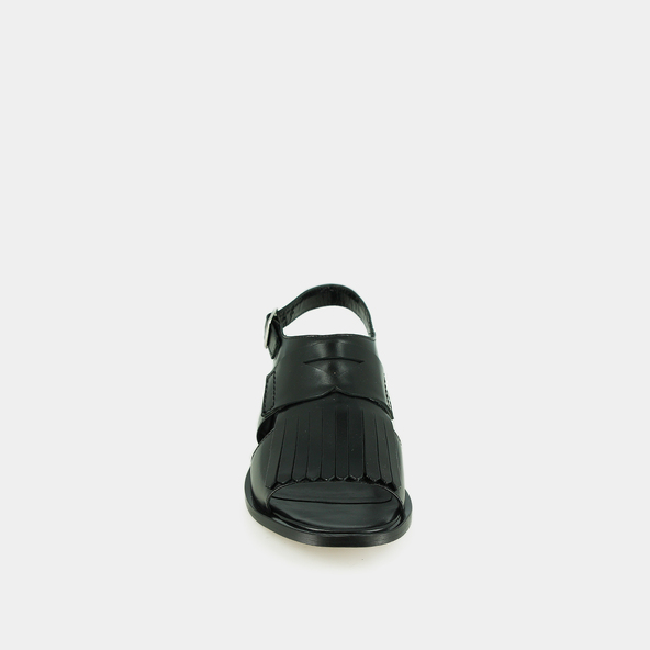 Jonak Fringed Sandals In Black Leather ALOE