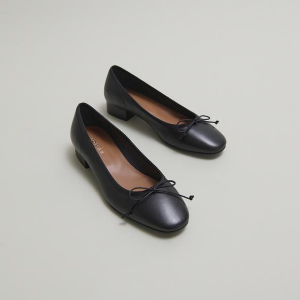 jonak Heeled ballet flats in black leather DADOU