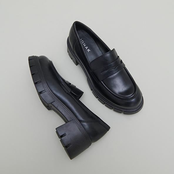 Jonak Heeled Loafers In Black Leather ARON